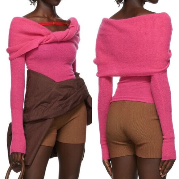 JACQUEMUS La Montagne 'La Maille Ascua' Pink Sweater Sz Small - Picture 11 of 11